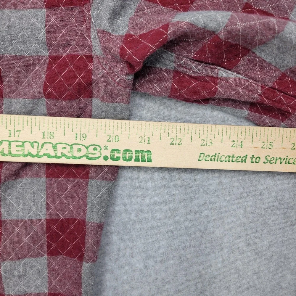 Banana Republic Shirt Mens Medium Red Gray Quilted‎ Flannel Plaid Lined Slim